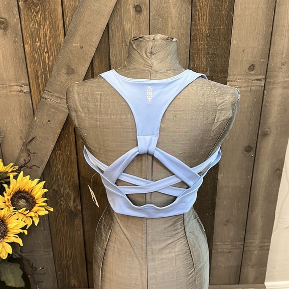 Free People Other - Free People Movement Corsican Sea Blue Strappy Back Sports Bra Size Large NWT